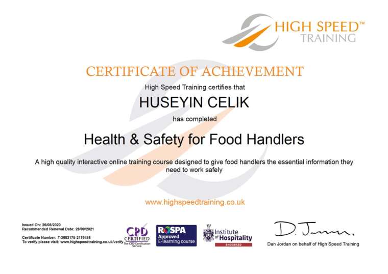 Health & Safety for Food Handlers